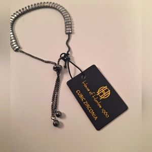 House of Harlow cubic zirconia adjustable bracelet- black - New